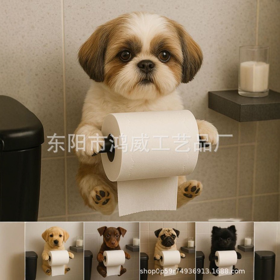 クロスボーダー新製品工芸品像家の装飾かわいい犬ペーパータオルホルダートイレットペーパーホルダー樹脂装飾品ペンダント