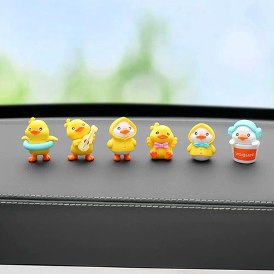 Car ornaments Console Ornaments Piggy Doll - raincoat-duck-6-pieces-comes-with-free-traceless-glue