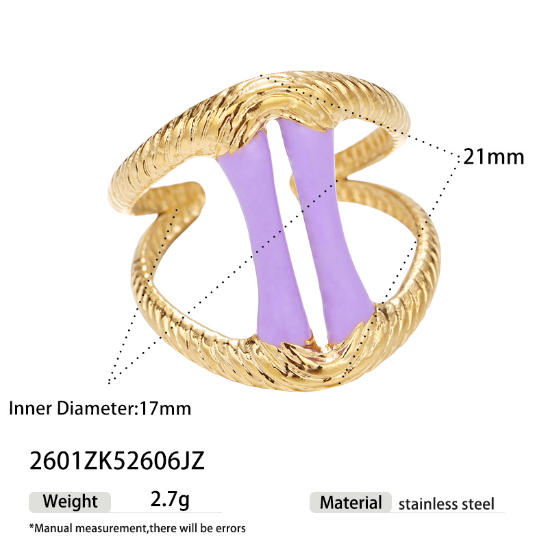 Tina Europa y los Estados Unidos moda transfronteriza dopamina color goteo de aceite anillo de acero inoxidable nicho ligero lujo simple joyería al por mayor