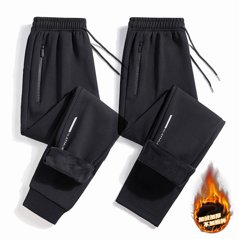 Зимние новые мужские брюки с бархатным утолщением повседневные прямые брюки большого размера брюки для ног спортивные брюки корейская тенденция