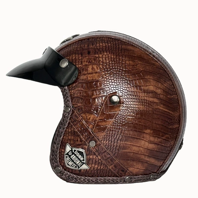 Motosiklet kaskı (dəbilqə) – Retro Cruiser Motorcycle Three-Quarter Leather - vintage-brown-m