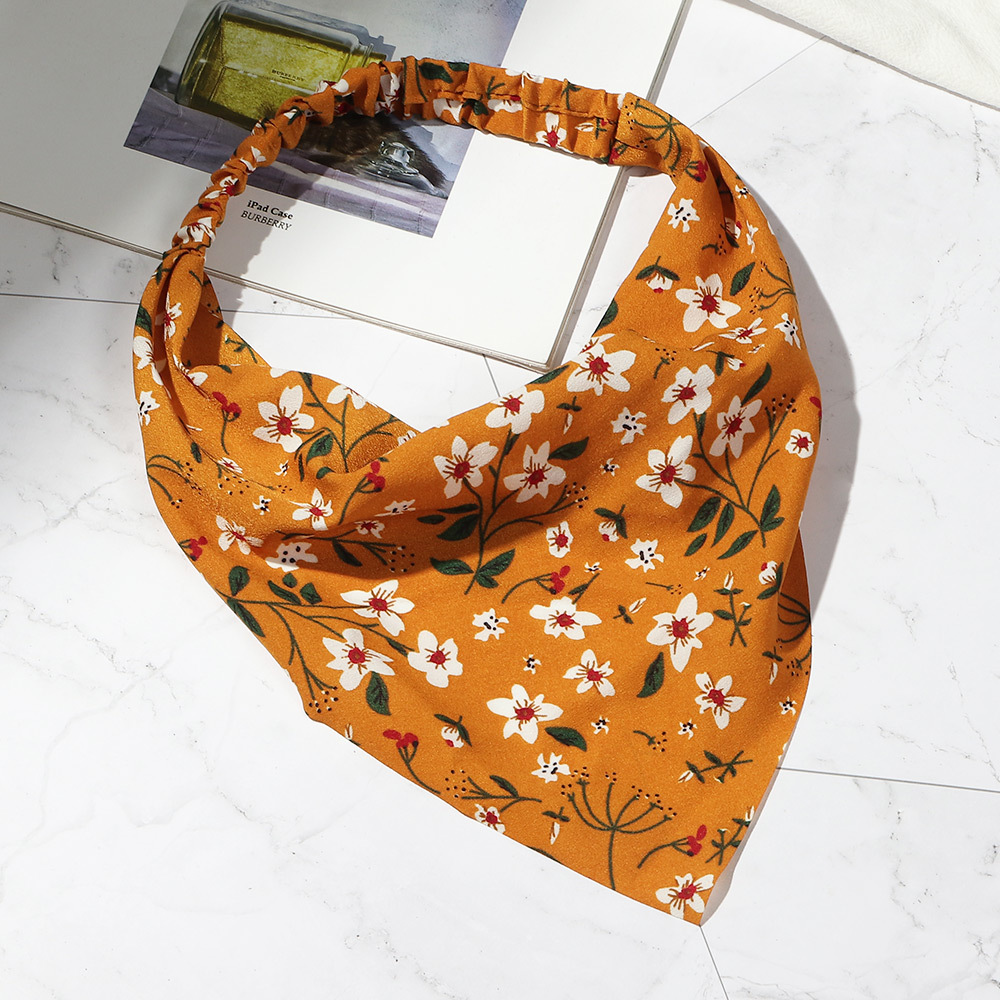 New Fashion Retro Flower Triangle Scarf Elastic Hair Band display picture 7