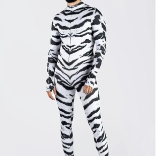 European and American New Halloween New Product Funny Tiger Pattern Bodysuit 3D Digital Printing Adult Cos One-Piece Costume