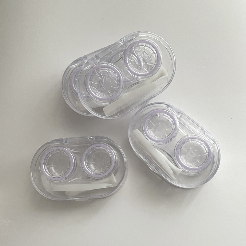 ins风隐形眼镜盒便携透明简约一体伴侣盒美瞳双联盒无需拧盖