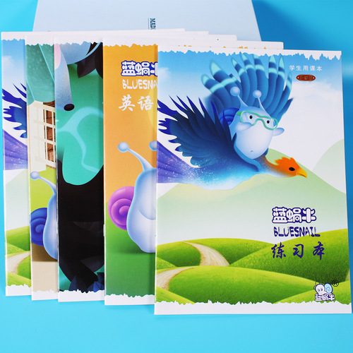 Cartoon A5B5 Primary School Student Homework Exercise Notebook New Blue Snail Notepad Soft Cover Children's Homework Notebook Wholesale