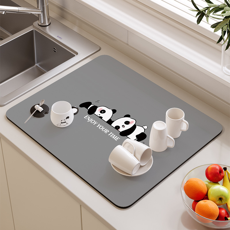 Light Luxury Kitchen Countertop Drain Mat Diatom Mud Quick-drying Stove Sink Scrubbing Bowl Anti-scalding Storage Absorbent Soft Mat