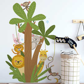 儿童房卡通动物背景墙贴纸可爱动物兔子沙发背景墙面可移除贴纸