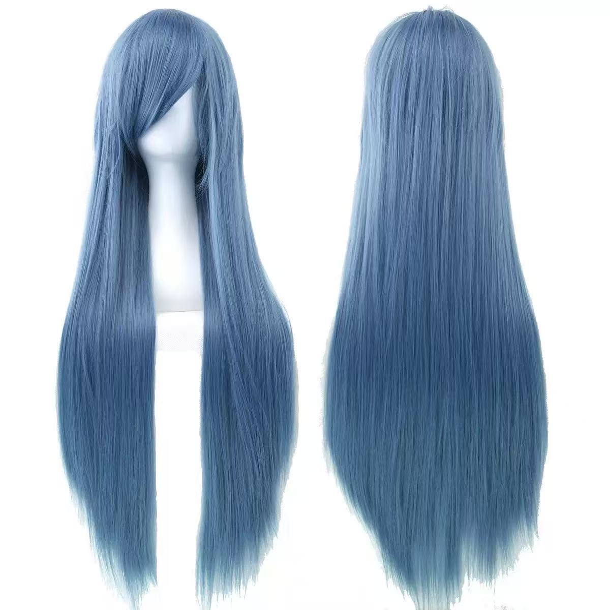 European and American Style Wig 80cm Colorful Long Straight Hair Anime Cos Wig High-Temperature Fiber Chemical Fiber Hair Head Cover - photo 30