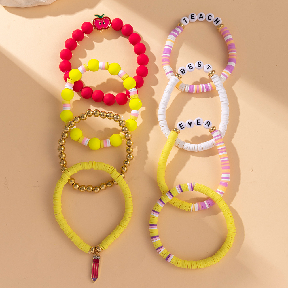35g Weight CCB Pendant Material Bracelets Classification soft clay Chain Material 1 Set Quantity Holiday, Daily Occasion CCB, soft clay Material Teachers' Day Festival Letter, Heart Shape Pattern Women's Gender Casual, Simple Style Style Casual Simple Style Letter Heart Shape CCB Soft Clay Wholesale Bracelets 3