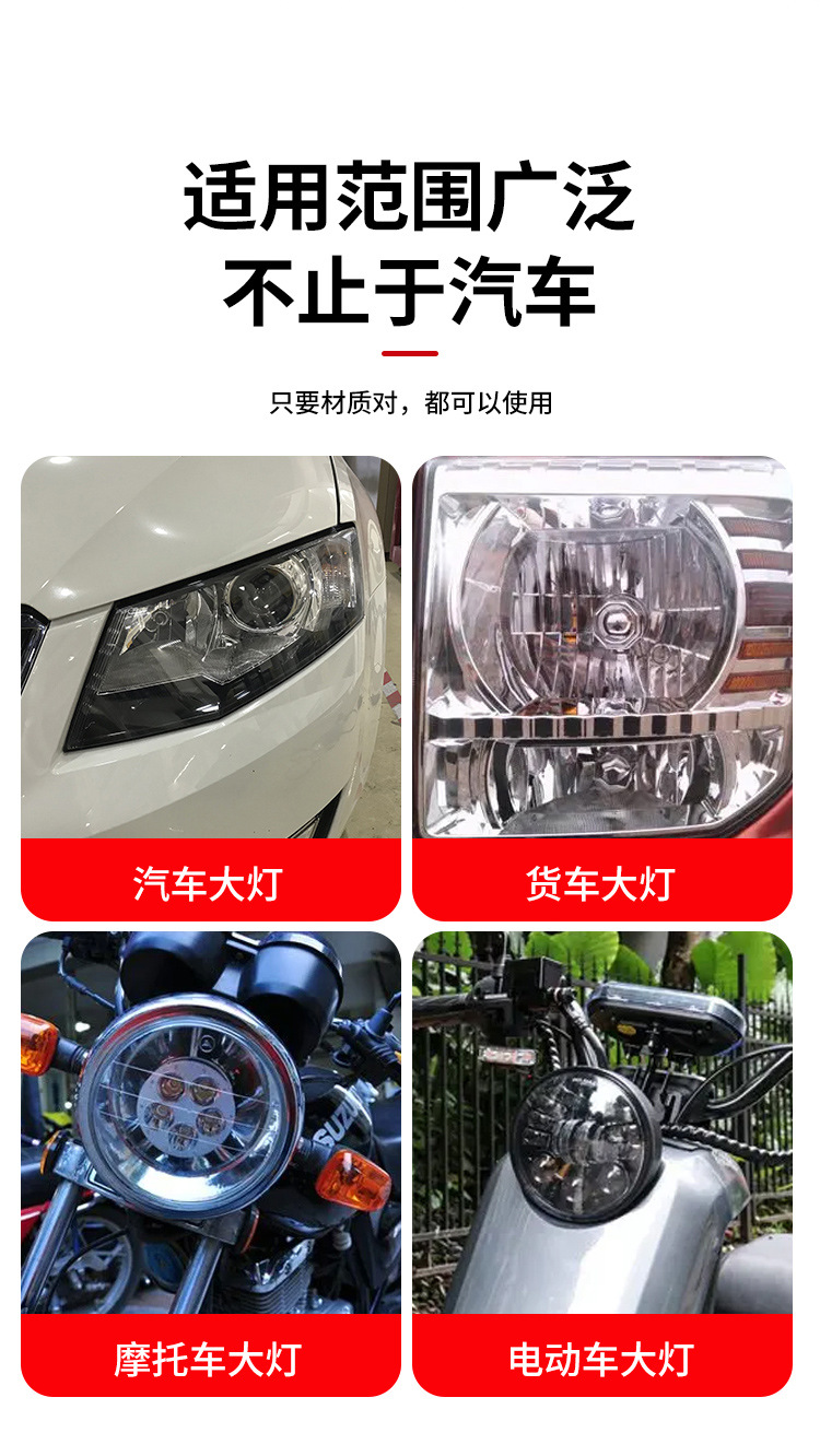 Car Headlight Refurbishment Repair Fluid Kit Magic Tool for Polishing Car Lights, Removing Scratches and Yellowing, Quick-Brightening Cleaner for Light Covers