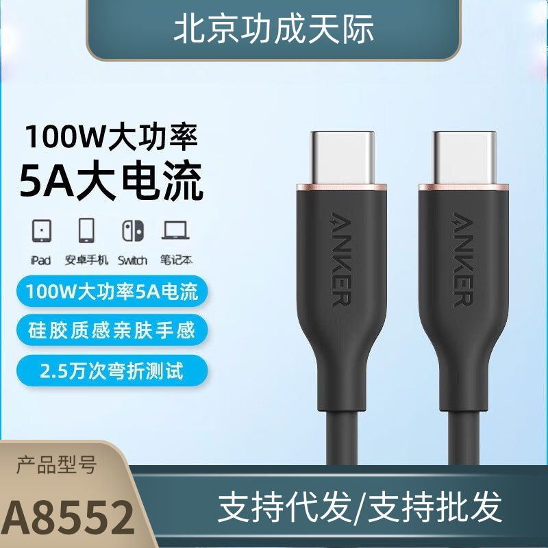 Anker Dual Type-C Android Data Cable Skin-Friendly 100W Fast Charging Suitable for Iphone15 A8552