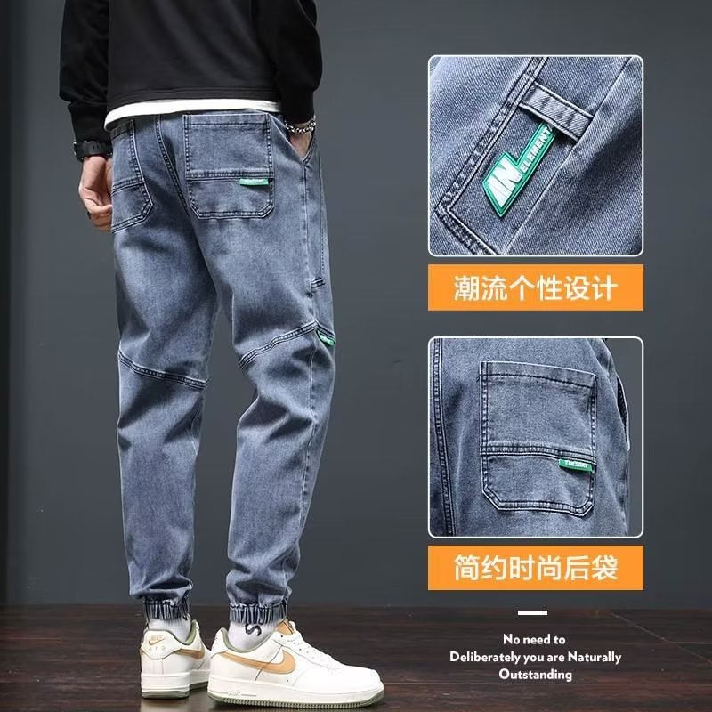 Moda de otoño e invierno 2024 pantalones vaqueros calientes sueltos, guapos y gruesos, pantalones casuales de todo fósforo de la marca de moda