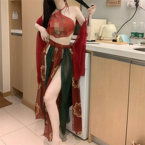 Meizhilan sexy underwear, female sexy bellyband, temptation printed Phoenix flying solid color see-through uniform suit, dropshipping