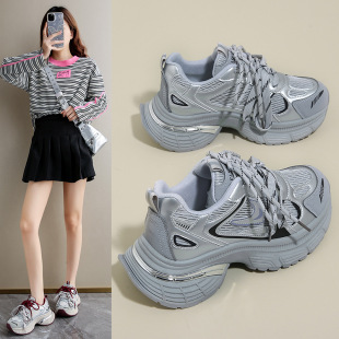 Platform soft thick bottom red Torre shoes 2025 spring new color matching double shoelace sneaker mesh breathable women's shoes