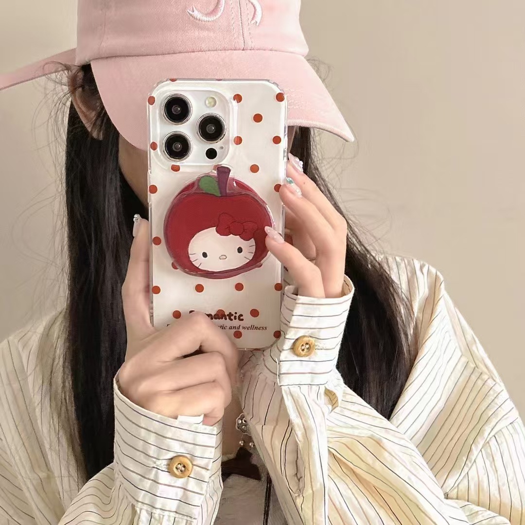 Ins magnéticamente absorbente punto de onda iPhone14 Apple casco kt aplicable iPhone15ProMax funda para teléfono móvil 12/13 mujer