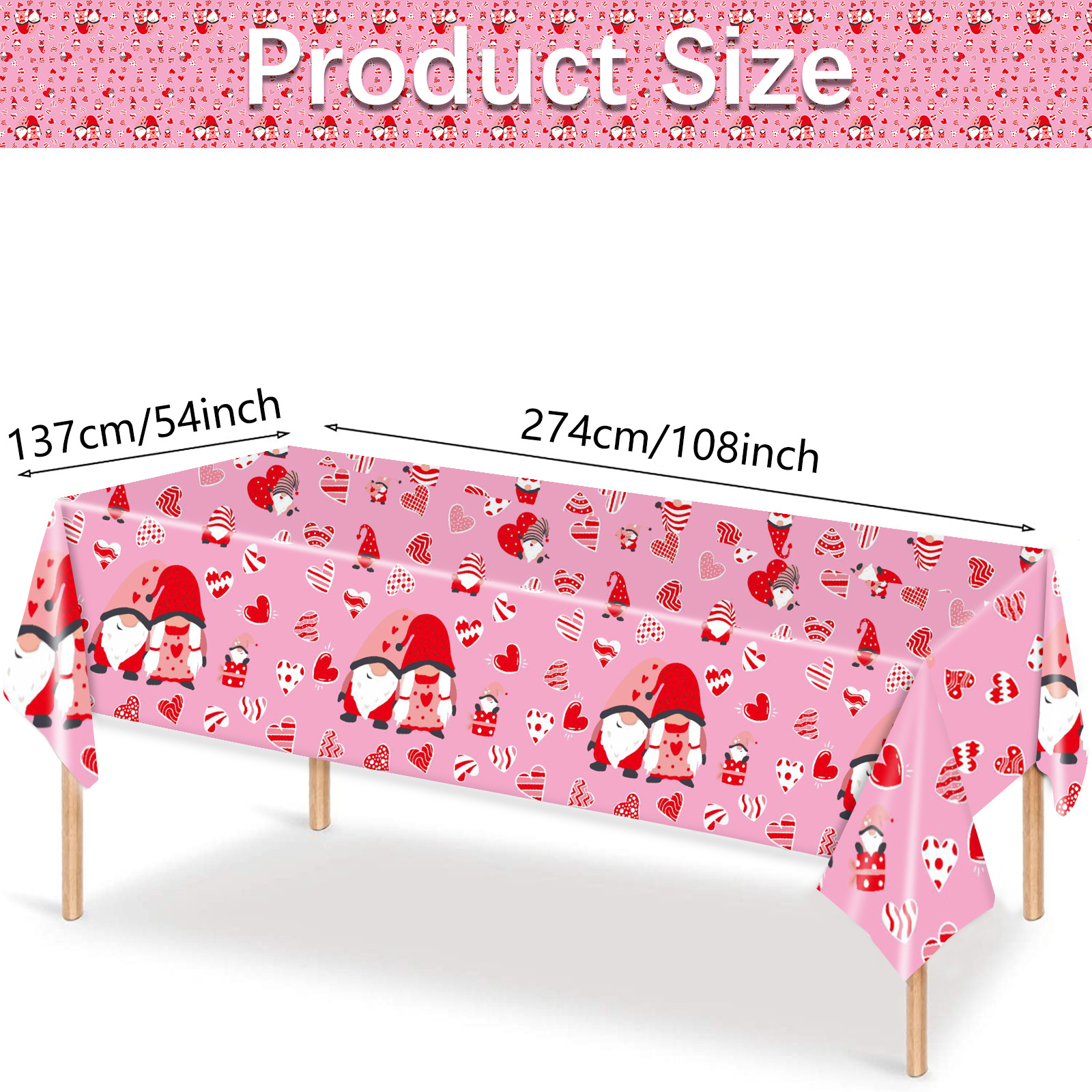 Valentine's Day Doll Heart Shape Pe Party Tablecloth 1 Piece display picture 3