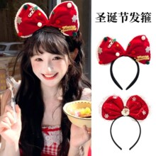 新款圣诞蝴蝶结发箍可爱头箍女成人发饰节日装扮头饰年会装饰表演