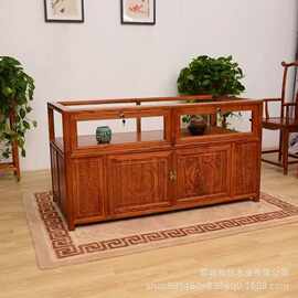 实木珠宝柜展示柜台中式仿古首饰古玩玉器陈列柜榆木货架展柜组合