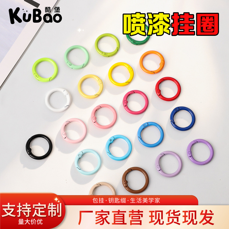 In-Stock Painted Zinc Alloy Spring Ring Bag Small Round Buckle Jewelry Accessories Open Spring Buckle Colorful Spring Ring