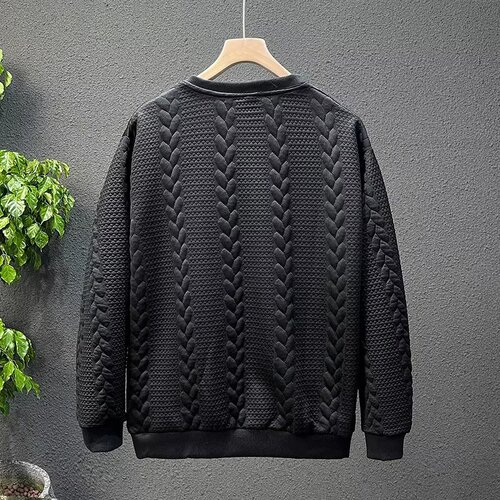 Men's Knit Round Neck Warm Sweater for Autumn and Winter