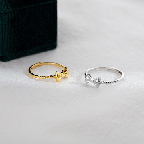 Sterling silver bow ring women's fashion light luxury niche design high-end  new trendy personalized index ring