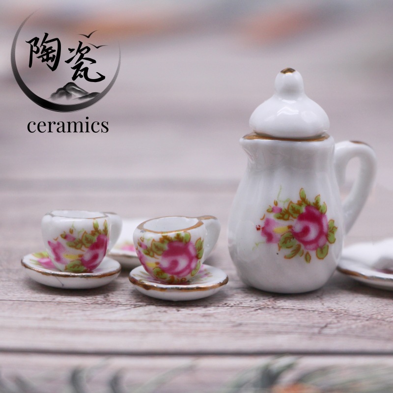 Casa de muñecas mini simulación cerámica juego té decoración BJD miniatura alimentos y escena accesorios modelo OB11 Accesorios