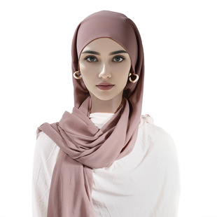 Cross-border solid color pearl chiffon bandage headscarf breathable soft baotou scarf a generation of hair Malay women