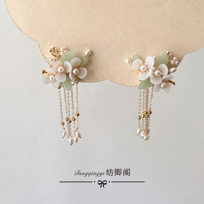 Original Children's Hanfu Hair Accessory with Ancient Style Side Clip, Chinese Style Hair Ornament Pendant, Tassel Hairpin Princess Accessory