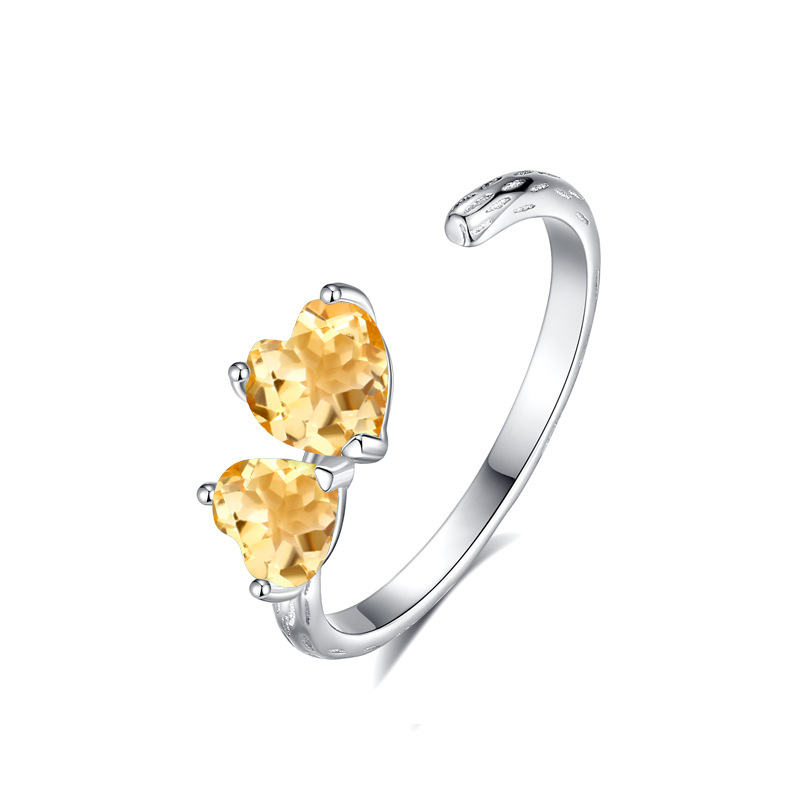 Venta caliente transfronteriza s925 plata de ley amor piedra natural anillo abierto mujer Europa y América temperamento de lujo ligero anillo ajustable mujer