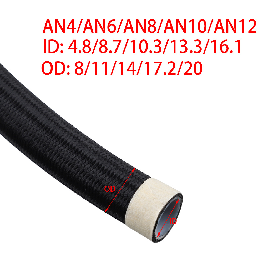 Car Modification Ptfe Stainless Steel Wire Braided Oil Pipe An4-An12 Tetrafluoroethylene Fuel Pipe