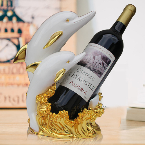 Creative European-style dolphin red wine rack ornament living room dining room wine cabinet decoration high-end housewarming home decoration