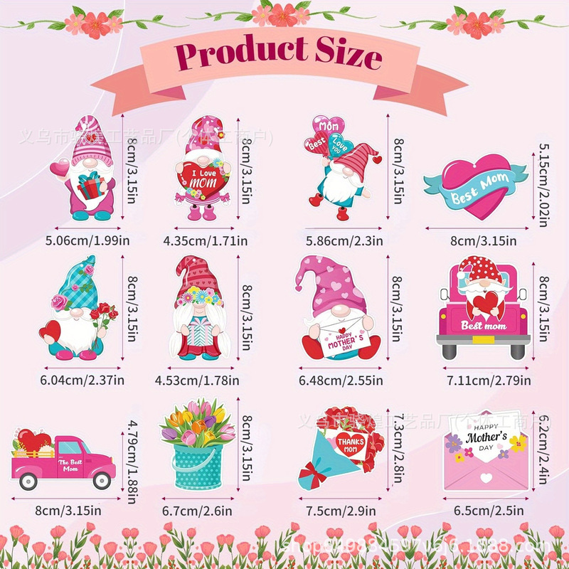 Cross Border New Mother's Day Wooden Sign suit Charming pink Dwarf and Heart Design Best Mom
