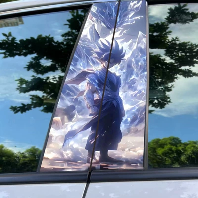 Body sticker window B pillar protective film black - animation-2-1-pair-of-main-and-passenger