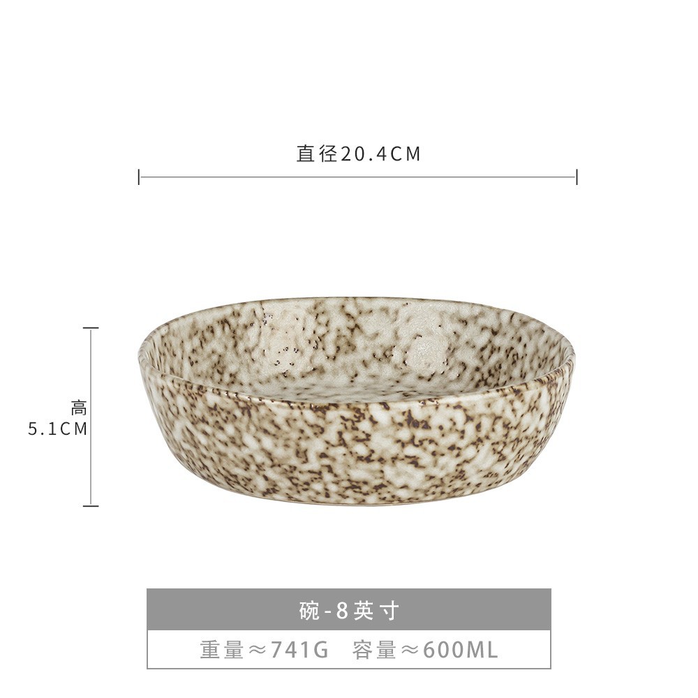 Concepción artística Tazo de cerámica estampado de piedra Tazo de estilo japonés Tazo de ensalada Tazo de cerámica personalizado Tazo de platos de restaurante