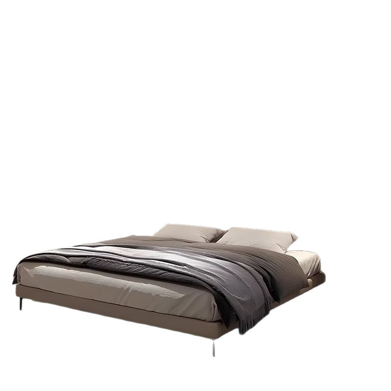 Cama de cuero con orejas de elefante, lujo ligero, dormitorio principal simple moderno, cama grande, cama de boda minimalista italiana, cama de cuero