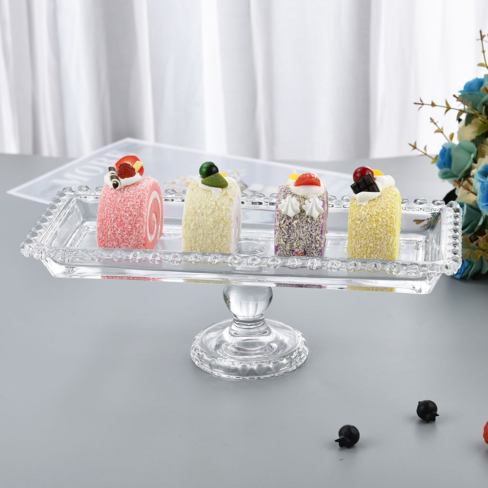 现代简约ins风水果高脚托盘 透明水晶玻璃果盘爱心盘北欧婚宴托盘