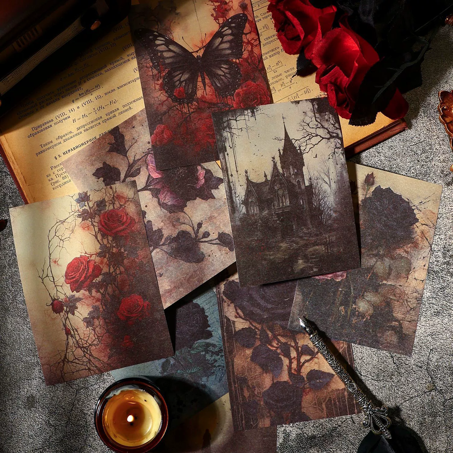 Древний лес материал бумага Темная ночь коридор серия американский Ретро готический стиль Материал журнала бумага 30 листов