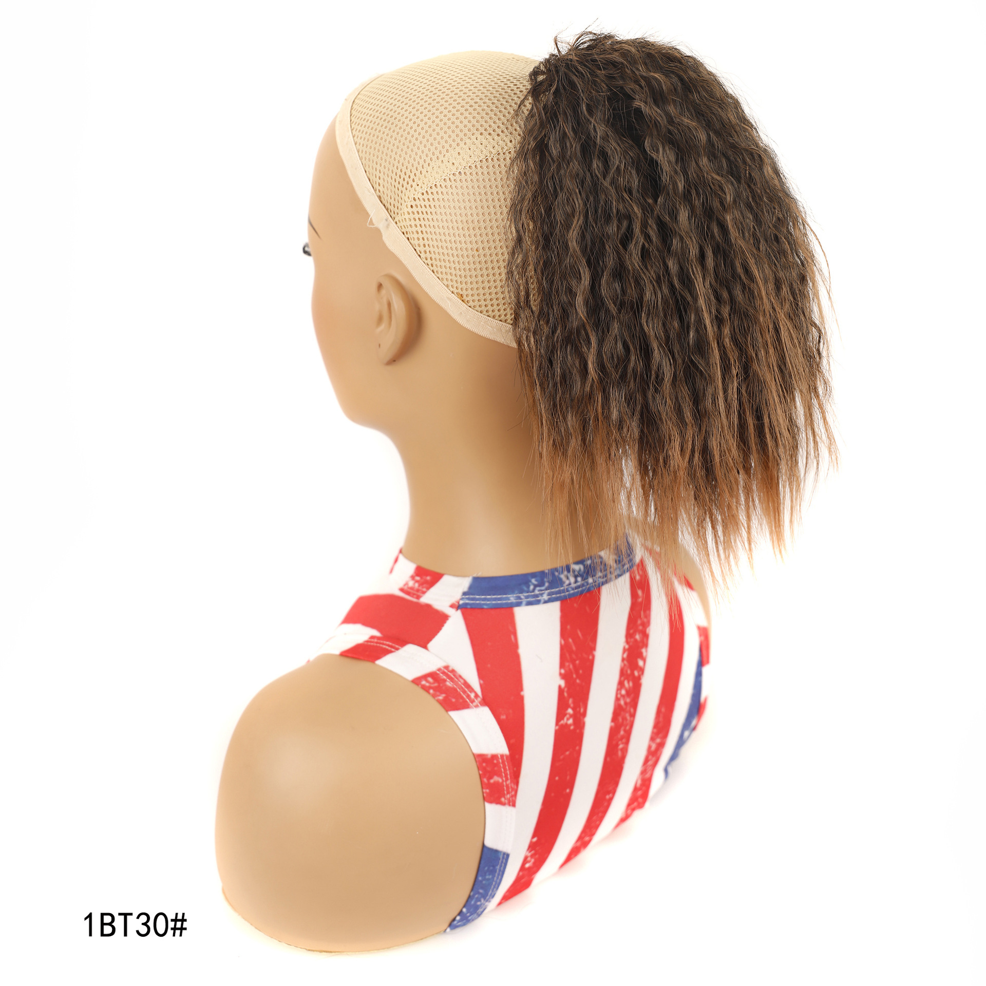 Wig ponytail, short fluffy corn perm wig ponytail, African women's drawstring short ponytail wholesale_voghion.com