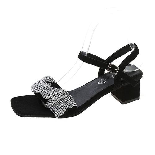 2025 Summer New Fashion Ladies High Heel Thick Sole Stylish Matchable One-Buckle Square Toe Medium Heel Women's Sandals