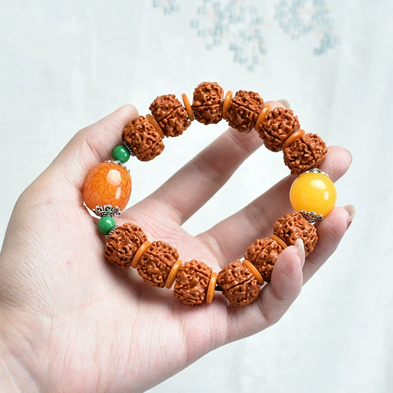 Bodhi rosary, bracelet, rosary with round beads for men and women walnut