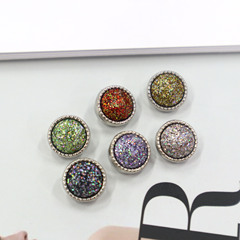 Linen collar round-toothed sparkly metal buttons resin glitter two-tone buttons shirt decoration small scented breeze cufflinks