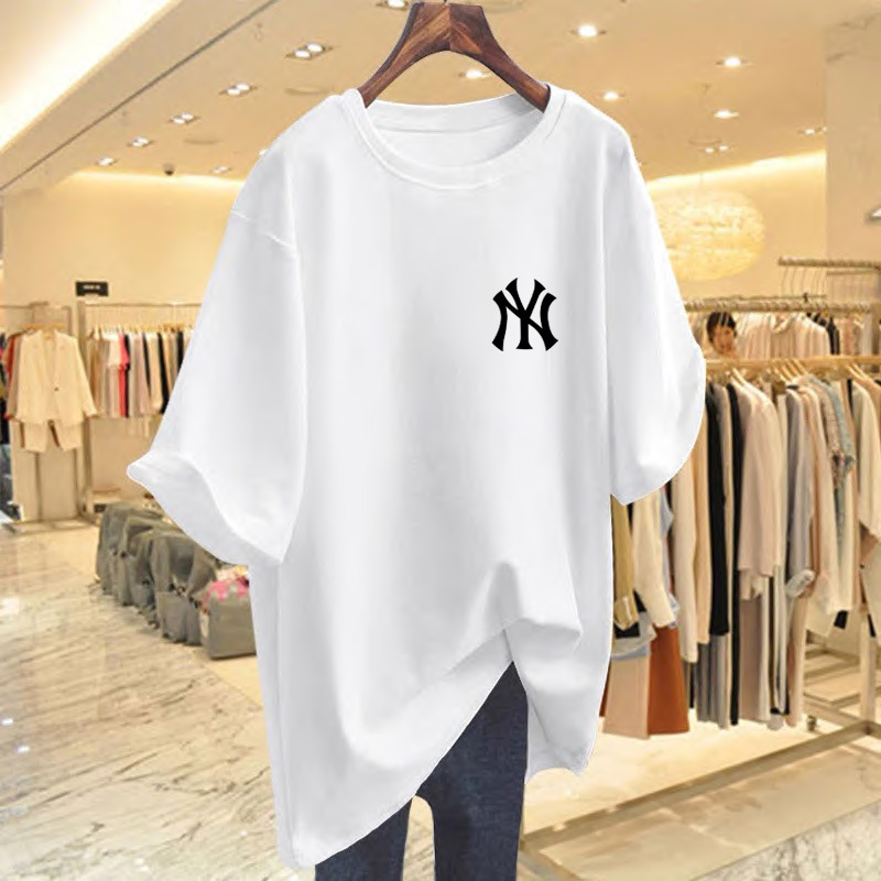 Short-sleeved T-shirt Women's 2025 Summer New Arrival Western-style Loose Mid-length Crewneck Letters Printed Top Trendy