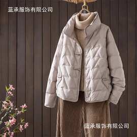 中年冬装羽绒棉服妈妈装时尚秋冬季新款新中式国风棉服潮灰色黑色