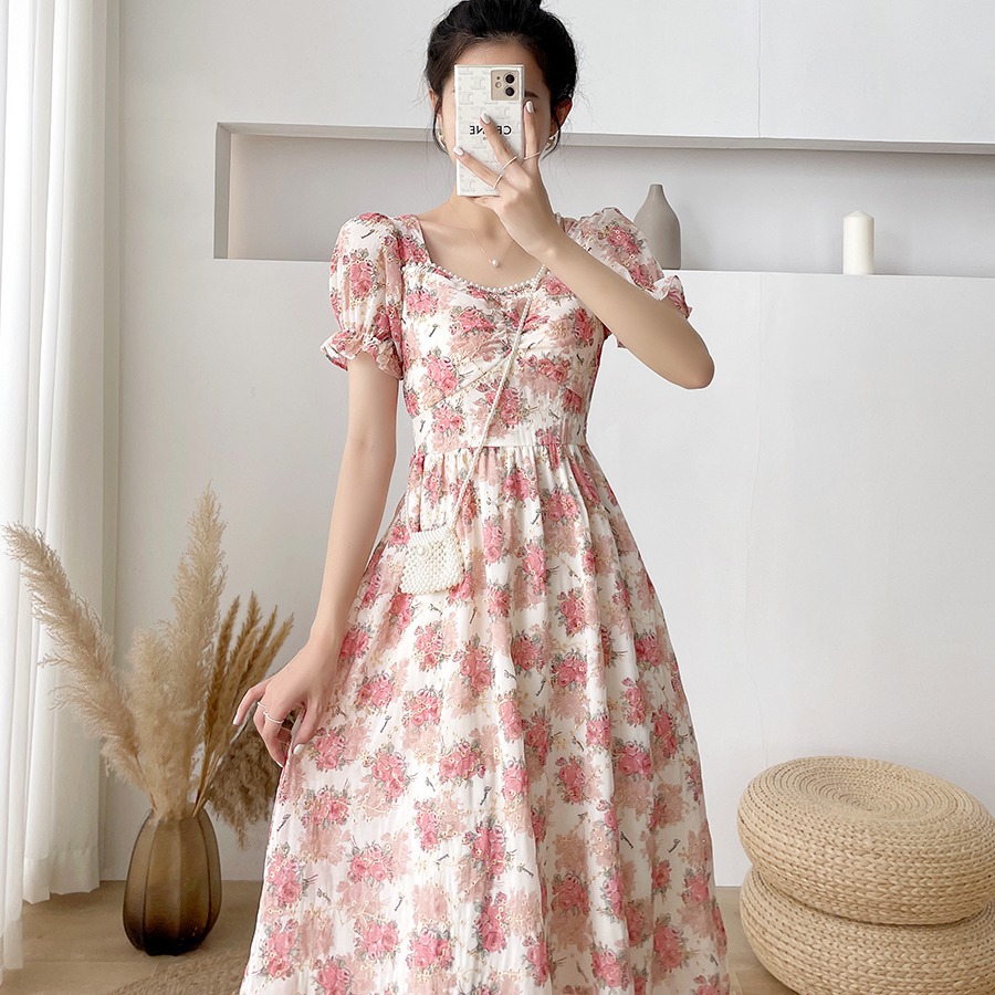 2021 Summer New Crushed Shouxian Fairy Tea Break Dress Thin French Super Simple Embroidery Thin Dress