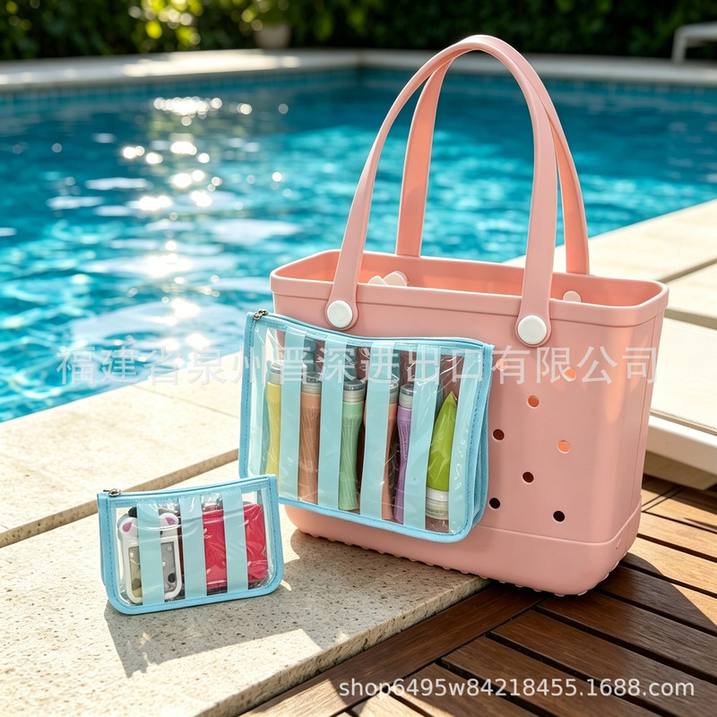 Amazon's Best-Selling Bogg Beach Bag Accessories Pvc Storage Hanging Bag Striped Dopamine Color Expansion Storage Bag Amazon's Best-Selling Bogg Beach Bag Accessories Pvc Storage Hanging Bag Striped Dopamine Color Expansion Storage Bag
