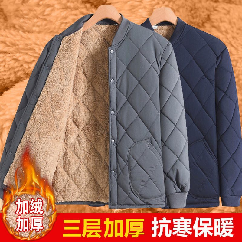 Winter Thickened Cotton-Padded Jacket for Middle-Aged and Elderly Men, Warm Casual Thickened Cotton Coat for Dad