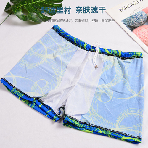 Men's Straight Leg Large Size Loose Fashion Printed Anti-Embarrassment Swimming Trunks Hot Spring Beach Men's Swim Trunks Wholesale