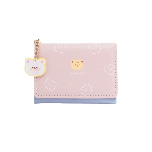 Women's wallet wholesale children's short cute bear tri-fold zipper student coin purse cartoon small wallet card holder