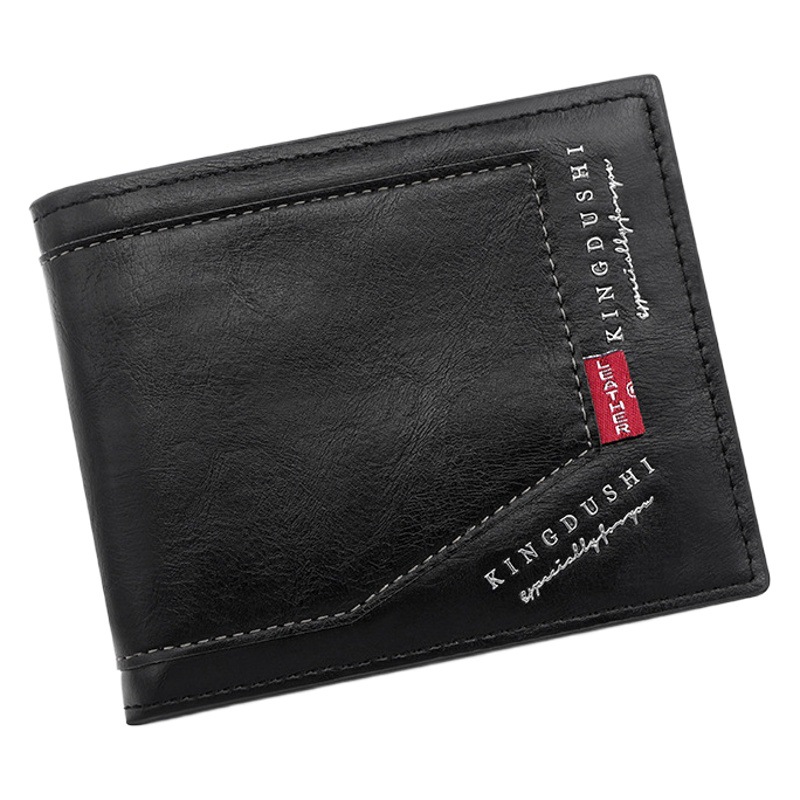 Nueva cartera de los hombres corta casual costura bisagra tríptico bolsa multi-tarjeta de bolsillo certificado