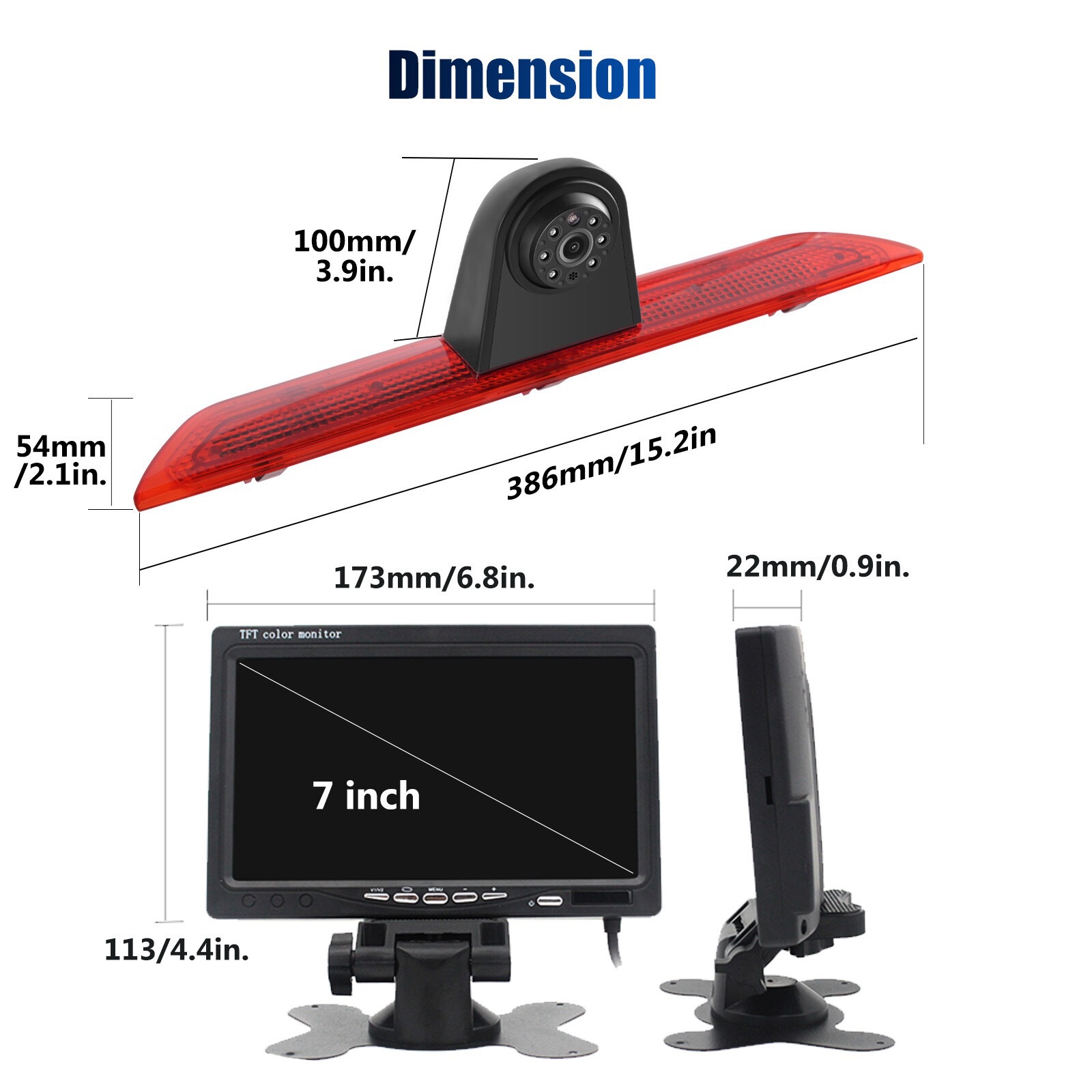 Suitable for Ford Transit RV, high-mounted brake light, waterproof, night vision, high-definition reversing camera, rear view